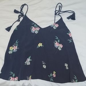 Tank top w/ self-tie straps